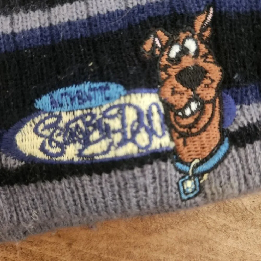 Vintage 2002 Scooby-Doo Striped Knit Headband Grey Navy Y2K Hanna‎ Barbera